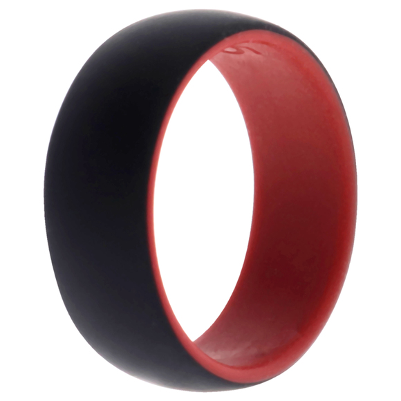Silicone Wedding 2Layer Dome Ring - Red-Black by ROQ for Men - 15 mm Ring - Picture 2 of 2